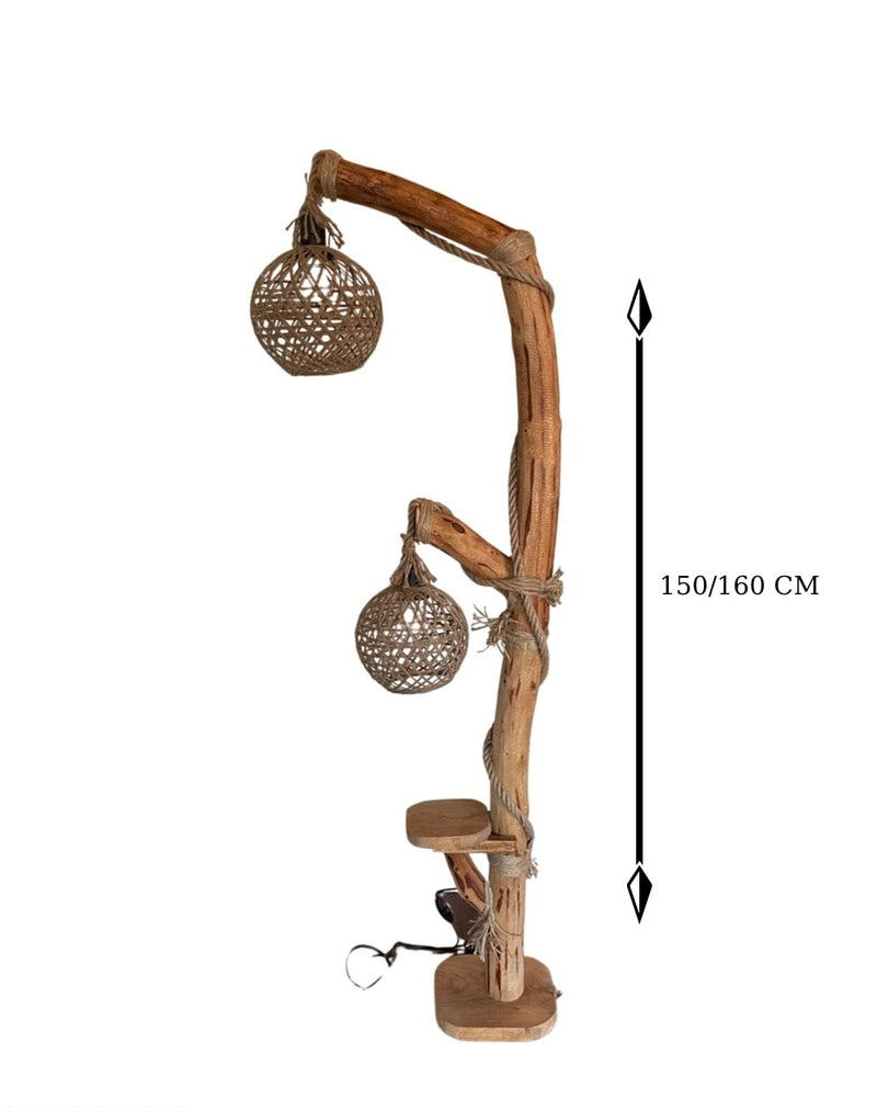 Double Pine Floor Lamp